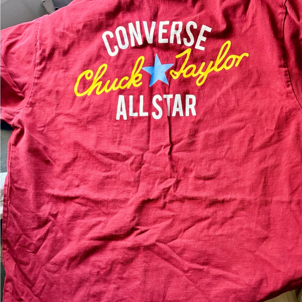 Converse Kids Red Tee with Yellow and Blue Accents